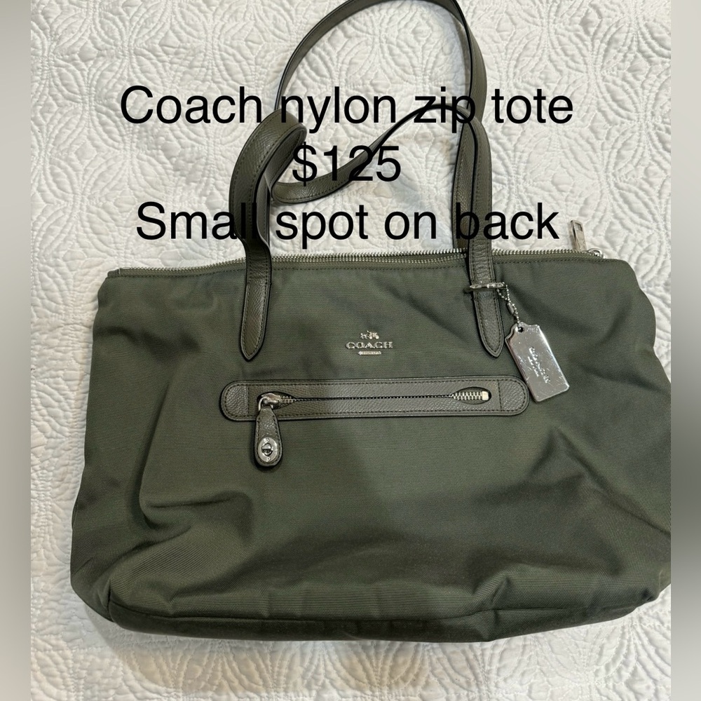 Coach Green Nylon Tote Bag Practical Design
